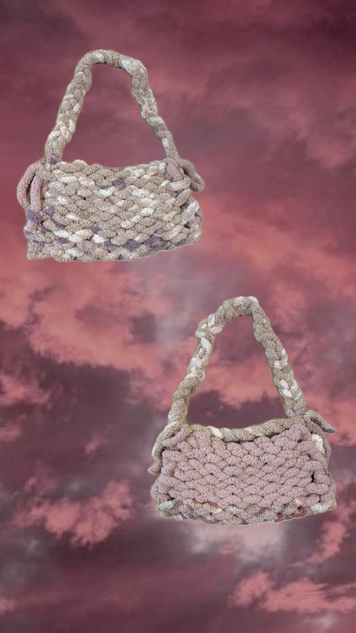 Pastel Pink Chunky Knit Handbag