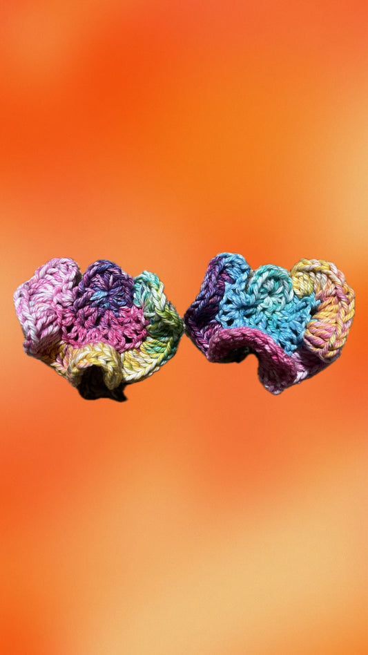 Rainbow Ruffle Crochet Earrings #2
