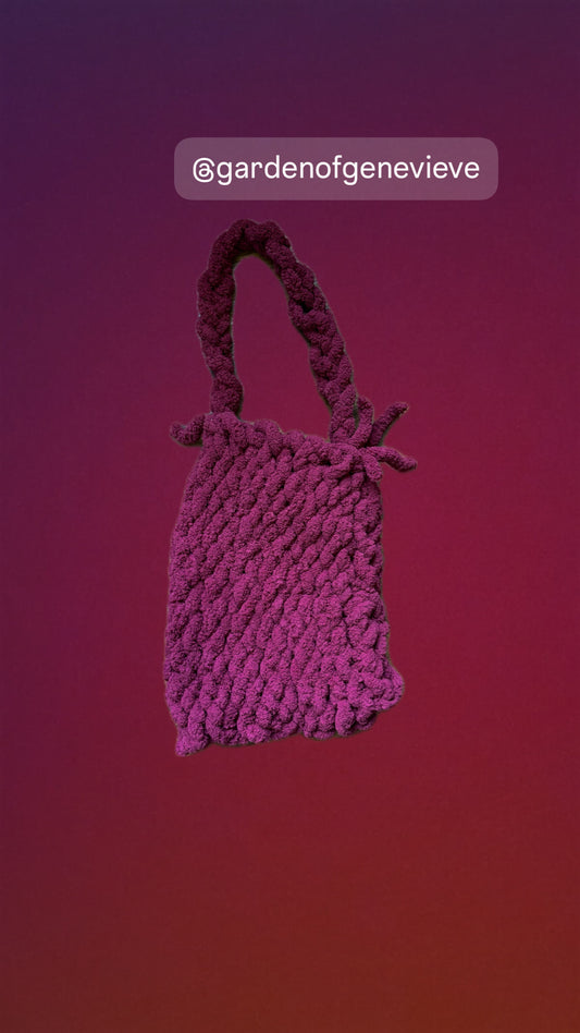 Red Wine Tall Chunky Knit Tote Bag