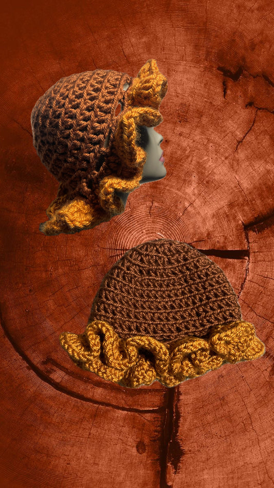 Rust Ruffle Crochet Hat